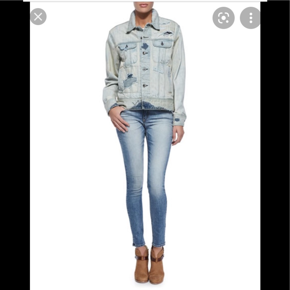 rag & bone skinny ankle raw hem Low Rise jeans surf 25